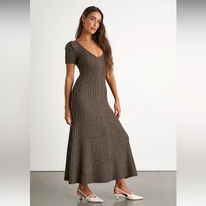 lulus brown knit sweater dress